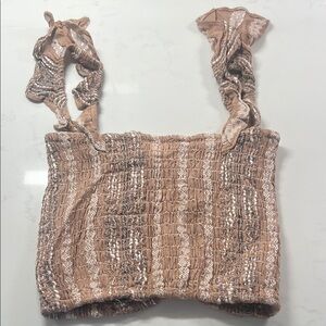 Surf Gypsy Textured Brown and Tan Crop Top